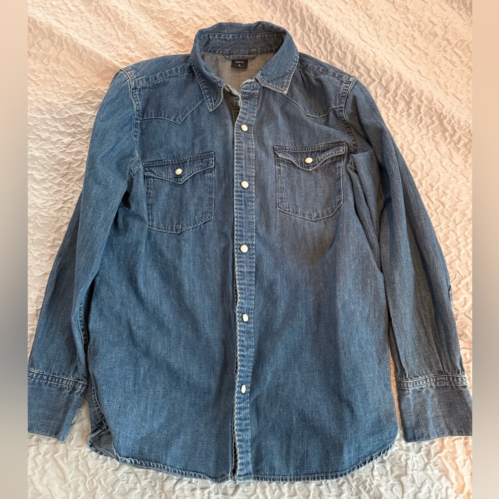 GAP Kids Classic Western Style Blue Denim Button-Down Shirt